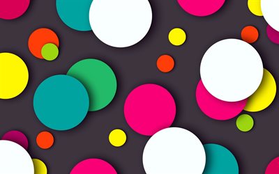 colorful circles, 4k, material design, geomteric shapes, colorful backgrounds, geometric art, creative, artwork, abstract art