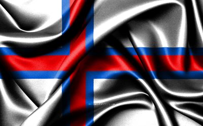 Faroese flag, 4K, European countries, fabric flags, Day of Faroe Islands, flag of Faroe Islands, wavy silk flags, Faroe Islands flag, Europe, Faroese national symbols, Faroe Islands