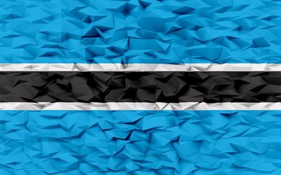 علم بوتسوانا, 4k, 3d المضلع الخلفية, 3d المضلع الملمس, 3d علم بوتسوانا, رموز بوتسوانا الوطنية, فن ثلاثي الأبعاد, بوتسوانا