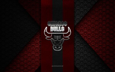 Chicago Bulls, NBA, red and black knitted texture, Chicago Bulls logo, American basketball club, Chicago Bulls emblem, basketball, Chicago, USA