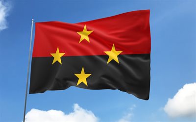 drapeau de norte de santander sur le mât, 4k, départements colombiens, drapeau de norte de santander, ciel bleu, départements de colombie, mât avec drapeau, jour de norte de santander, colombie, norte de santander