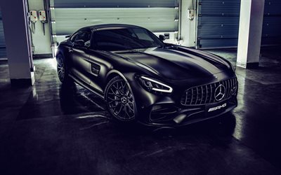 2022, Mercedes-Benz AMG GT, front view, black sports coupe, black AMG GT, AMG GT tuning, supercars, British sports cars, Mercedes-Benz