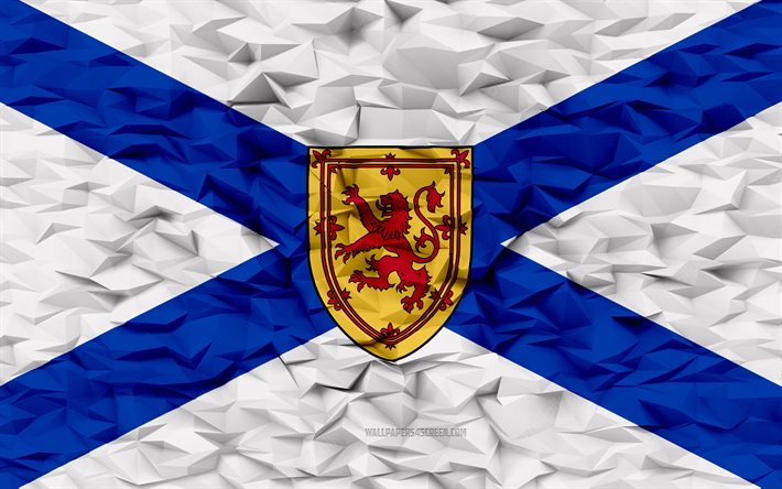 bandeira da nova escócia, 4k, províncias do canadá, fundo de polígono 3d, nova escócia, textura de polígono 3d, dia da nova escócia, 3d bandeira da nova escócia, símbolos nacionais canadenses, arte 3d, canadá