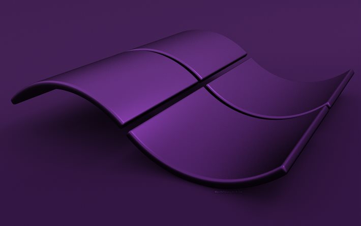 windows violetti logo, 4k, luova, windows aaltoileva logo, käyttöjärjestelmät, windows 3d logo, violetit taustat, windows logo, windows