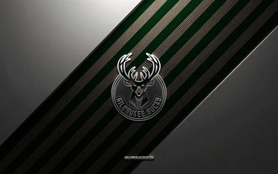 Milwaukee Bucks logo, 4k, steel background, American basketball club, green gold lines, Milwaukee Bucks emblem, NBA, basketball, Milwaukee Bucks, USA, Milwaukee Bucks metal logo