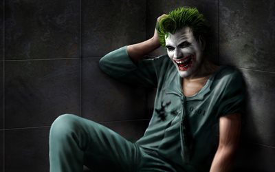 Joker, 프로필, 벽, anti-hero, 웃는 조커, 창의적인, 슈퍼 히어로, 적