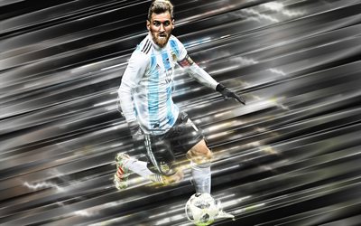 Lionel Messi, Argentinian football player, striker, Argentina national football team, art, world football stars