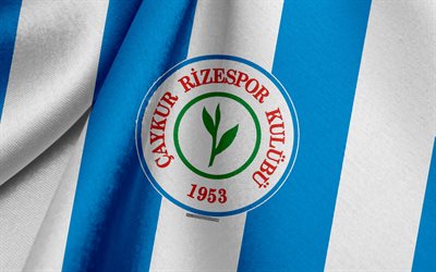 Rizespor, turc de l'équipe de football, bleu, blanc, drapeau, emblème, texture de tissu, logo, Rize, Turquie, Caykur Rizespor