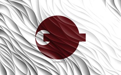 4k, 나라 국기, 물결 모양의 3d 플래그, 일본 현, 나라의 국기, 나라의 날, 3d 파도, 일본의 현, 나라, 일본