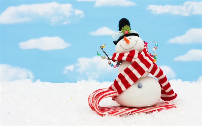 snowman skiing, winter, snow, merry christmas, snowman, winter concepts, happy new year, background with snowman, 3d snowman