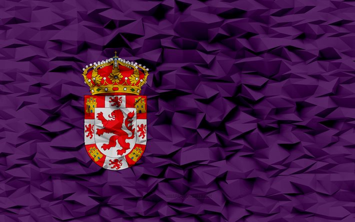 drapeau de cordoue, 4k, province espagnole, fond de polygone 3d, texture de polygone 3d, jour de cordoue, drapeau de cordoue 3d, symboles nationaux espagnols, art 3d, province de cordoue, espagne