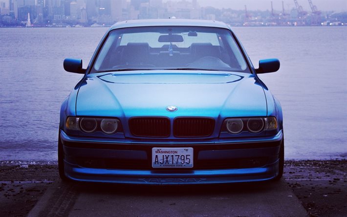 BMW serie 7, coches de lujo, E38, tuning, azul bmw