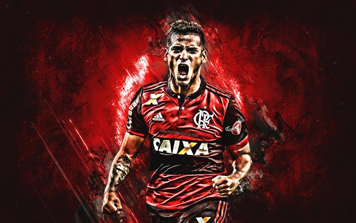 Miguel Trauco, grunge, Flamengo FC, kırmızı taş, futbol, Trauco, Brezilya Serie A, perulu futbolcular, gol, Brezilya