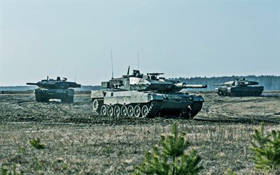Leopard 2A7, German modern tanks, landfill, German army, battle tanks, Leopard 2, Bundeswehr, Germany