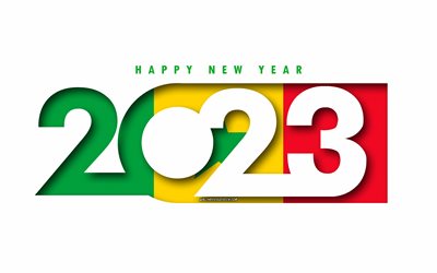 feliz año nuevo 2023 senegal, fondo blanco, senegal, arte mínimo, conceptos de senegal 2023, senegal 2023, fondo de senegal 2023, 2023 feliz año nuevo senegal