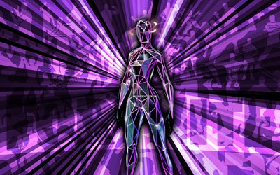 4k, Iso Fortnite, purple rays background, Iso Skin, abstract art, Fortnite Iso Skin, Fortnite characters, Iso, Fortnite, creative art