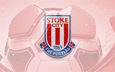 stoke city fc kiiltävä logo, 4k, punainen jalkapallo tausta, efl mestaruus, jalkapallo, englantilainen jalkapalloseura, stoke city fc  tunnus, stoke city fc, urheilun logo, stoke city fc  logo, stoke city