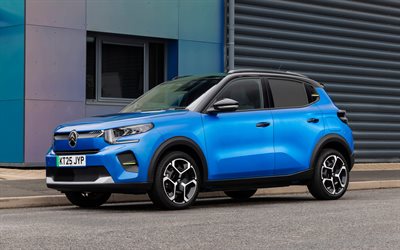 citroen e c3 van, 4k, geçitler, 2025 araba, birleşik krallık'a özel, mavi citroen e c3 van, 2025 citroen e c3 minibüs, fransız arabaları, citroen