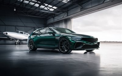 2025, génesis g90 wingback, 4k, vista frontal, exterior, verde génesis g90, nuevo génesis g90 2025, vagón, autos surcoreanos, génesis