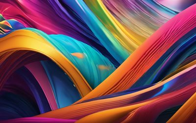 4k, renkli 3d dalgalar, yaratıcı, renkli 3 boyutlu eğriler, sanat eseri, 3 boyutlu sanat, renkli soyutlama, renkli soyut dalgalar, soyut dalgalı arka plan, soyut dalgalar, soyut arka planlar, renkli eğriler