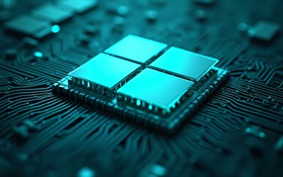 windows 11 logo, türkisfarbenes windows 11 logo, türkisfarbenes neonlicht, türkises motherboard, windows 11 emblem, windows 11 zeichen, windows logo, windows