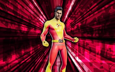 4k, räjähdys, red rays  tausta, iho, abstrakti taide, fortnite blastoff iho, fortnite  hahmot, fortnite, luova taide