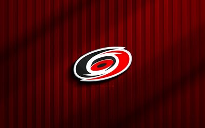 4k, carolina hurricanes 3d logosu, nhl, kırmızı 3d arka plan, hokey, carolina hurricanes amblemi, carolina hurricanes logosu, amerikan hokey kulübü, carolina hurricanes