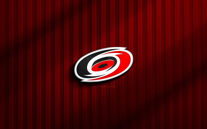 4k, carolina hurricanes 3d  logo, nhl, roter 3d  hintergrund, eishockey, carolina hurricanes emblem, carolina hurricanes logo, american hockey club, carolina hurricanes