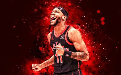 Bruce Brown, 4k, red neon lights, Toronto Raptors, NBA, American basketball players, basketball, Bruce Brown 4K, National Basketball Association, Bruce Brown Toronto Raptors