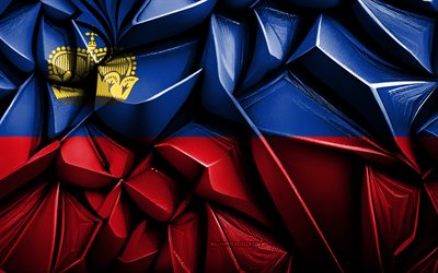 liechtensteinin lippu, 4k, 3d  luova rakenne, liechtenstein 3d  lippu, eurooppa, liechtenstein  lippu, 3d  taide, liechtenstein, euroopan maiden lippu