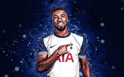 kevin danso, 4k, blaue neonlichter, tottenham hotspur fc, premier league, österreichische ootballer, kevin danso 4k, fußball, kevin danso tottenham hotspur