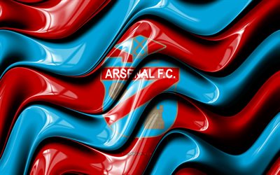 logotipo 3d do arsenal sarandi, 4k, ondas 3d vermelhas azuis, primeira nacional, futebol, bandeira do arsenal sarandi, criativo, logotipo do arsenal sarandí, arsenal sarandí, clube de futebol argentino, arsenal sarandí fc