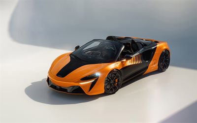 2026, mclaren artura spider mcl39 edición campeonato, 4k, vista frontal, exterior, mclaren artura araña, mclaren naranja, superdeportivos, coches deportivos británicos, mclaren
