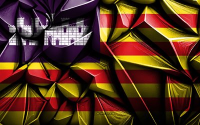 bandera de islas baleares, 4k, textura creativa 3d, bandera 3d de islas baleares, provincias españolas, españa, bandera de las islas baleares, provincia de islas baleares, arte 3d, bandera de la provincia de las islas baleares, islas baleares
