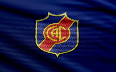 logo in tessuto ca colegiales, 4k, sfondo in tessuto blu, prima nazionale, bokeh, calcio, logo ca colegiales, emblema dei ca colegiales, ca colegiales, società calcistica argentina, colegiales fc