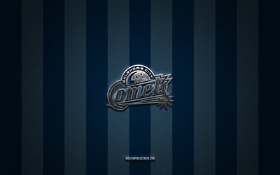 Oklahoma City Comets logo, American baseball club, MiLB, blue carbon background, Oklahoma City Comets emblem, Minor League Baseball, baseball, Oklahoma City Comets, USA