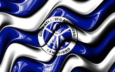 CA Acassuso 3D logo, 4k, blue white 3D waves, Primera Nacional, football, CA Acassuso flag, creative, CA Acassuso logo, CA Acassuso, Argentine football club, soccer, Acassuso FC