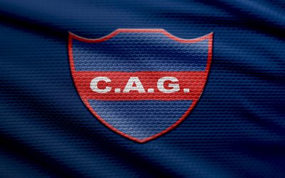logo en tissu ca guemes, 4k, fond de tissu bleu, primera nationale, bokeh, football, logo ca guemes, emblème ca guemes, ca guèmes, club de football argentin, guemes fc