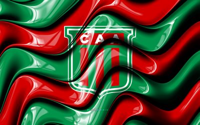 ca agropecuario 3d logo, 4k, vihreät punaiset 3d aallot, primera nacional, jalkapallo, ca agropecuario lippu, luova, ca agropecuario  logo, ca agropecuario, argentiinan jalkapalloseura, agropecuario fc