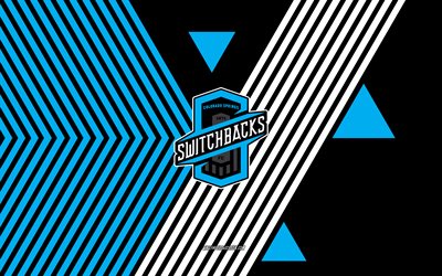 logotipo de colorado springs switchbacks fc, 4k, equipo de futbol americano, fondo de líneas negras azules, colorado springs switchbacks fc, usl, eeuu, arte lineal, indy colorado springs switchbacks fc, fútbol americano, fútbol
