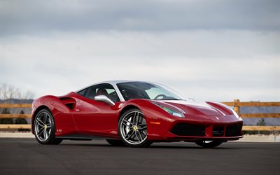 ferrari 488 gtb, 4k, supercars, voitures 2018, voitures de sport, ferrari 488 gtb rouge, extérieur, ferrari 488 gtb 2018, voitures italiennes, ferrari