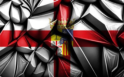 bandera de zaragoza, 4k, textura creativa 3d, bandera zaragoza 3d, provincias españolas, españa, provincia de zaragoza, arte 3d, bandera de la provincia de zaragoza, zaragoza