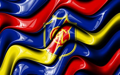 logo 3d dell'ca colegiales, 4k, onde 3d blu rosse gialle, prima nazionale, calcio, bandiera della ca colegiales, creativo, logo ca colegiales, ca colegiales, società calcistica argentina, colegiales fc