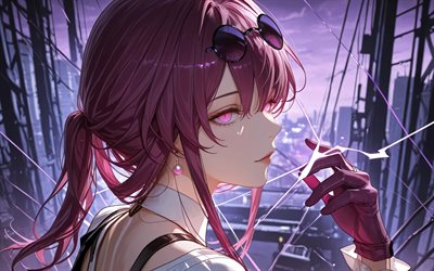 4k, kafka, paesaggio urbano, finestra, honkai star rail, manga, personaggi dell'anime, personaggi honkai star rail, kafka honkai star rail