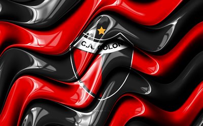 logotipo 3d do ca colon, 4k, ondas 3d pretas vermelhas amarelas, primeira nacional, futebol, bandeira de dois pontos da ca, criativo, logotipo do ca colón, ca dois pontos, clube de futebol argentino, colón fc
