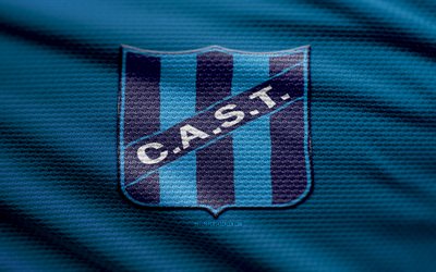 logo en tissu ca san telmo, 4k, fond de tissu bleu, primera nationale, bokeh, football, logo ca san telmo, emblème du ca san telmo, ca san telmo, club de football argentin, san telmo fc