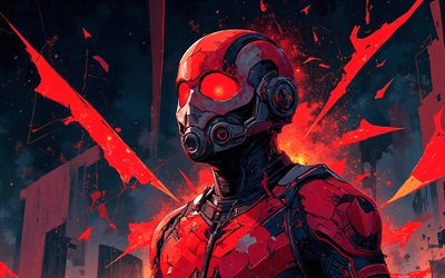 4k, homem formiga, fundo escuro grunge, super heróis, quadrinhos da marvel, arte grunge, arte do homem formiga, arte dos fãs