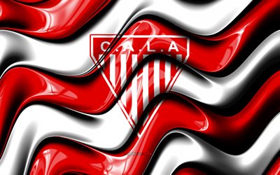 CA Los Andes 3D logo, 4k, red white 3D waves, Primera Nacional, football, CA Los Andes flag, creative, CA Los Andes logo, CA Los Andes, Argentine football club, soccer, Los Andes FC