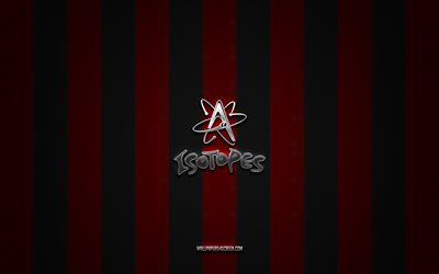 Albuquerque Isotopes logo, American baseball club, MiLB, red black carbon background, Albuquerque Isotopes emblem, Minor League Baseball, baseball, Albuquerque Isotopes, USA