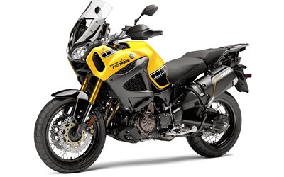 los fondos blancos, 2016, Aventura Yamaha Touring, bicicletas, Super Tenere, amarillo Yamaha